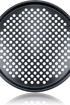 12-Inch Nonstick Pizza Pan with Holes, Perforated Carbon Steel Pizza Tray for Oven, Round Bakeware Pizza Tray for Home Restaurant Kitchen