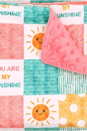 Baby Blanket for Girls, Super Soft Double Layer Mink Blankets with Dotted Backing, Sun Smile Toddler Newborn Nursery Bed Blanket, You are My Sunshine Print Throw Blanket, 30 X 40 Inches