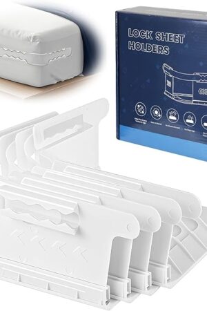 Bed Sheet Holder for Corners- 4Pcs Heavy Duty Sheet Locks Holders with Lock Strip Easy to Install for All Mattress Sizes - Keep Sheets Firm & Tight, No More Loose Sheets