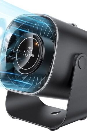 Desk Fan,Quiet Portable Fan,5000mAh Air Circulator Fan with 100 Speeds 220 °Adjustable Tilt,Digital Display Small Table Fans for Bedroom,Office, Kitchen,Travel Camping Black