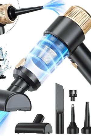 Dealswin Handheld Vacuum Cleaner Cordless, 4 in 1 Car Vacuum Cleaner Portable Air Duster with LED Light Multi-Nozzles 15000Pa Hand held Vacuum for Car Home Office Pet (Black)