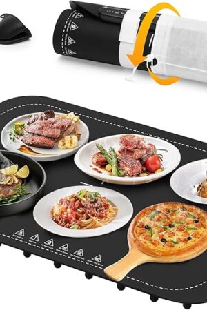Electric Warming Tray for Food, Full Surface Heating Food Warming Mat, Rollable & Portable Food Warmer, Food Warmers for Parties Buffet, Gatherings, Warming Trays for Buffets Party, Kitchen Gadgets