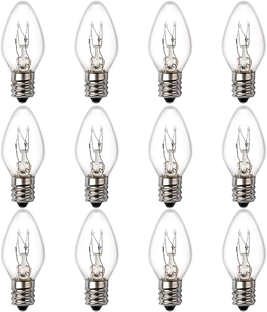 15 Watt Himalayan Salt Lamp Bulbs, 12Pack Dimmable Rock Salt Night Light Bulbs with E12 Base for Salt Lamps, Scentsy Warmer Wax Diffuser, Candle Warmers, Yellow