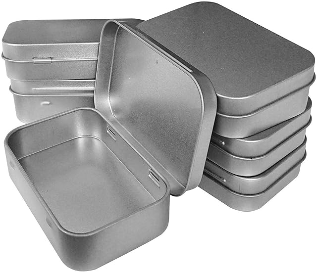 30 Pcs Metal Hinged Tin Box Container Mini Portable Small Storage Container Kit with Lid for Home Storage 3.7x2.3x0.8 inch.