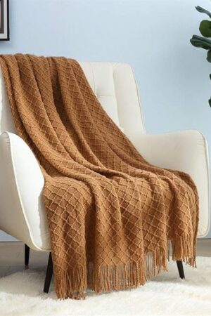 CREVENT Throw Blanket 50''X60'' Brown