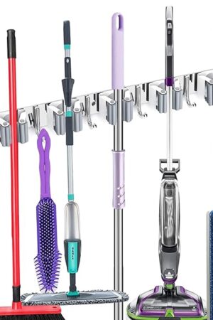 Wall Mount Broom Holder Stainless Steel 5 Racks