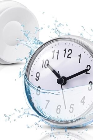 Weewooday Waterproof Bathroom Clock Small Digital White Shower Wall Clock with Easy Reading Face for Bathroom Pool Supplies(Suction Cup)