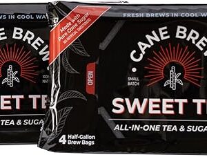 Cane Brew Sweet Tea – Southern Black Iced Teas, Family Size – No Boil, Zero Mess – Cold Brew for Home, Camping, RV, or Travel, 8 Half Gallon Bags