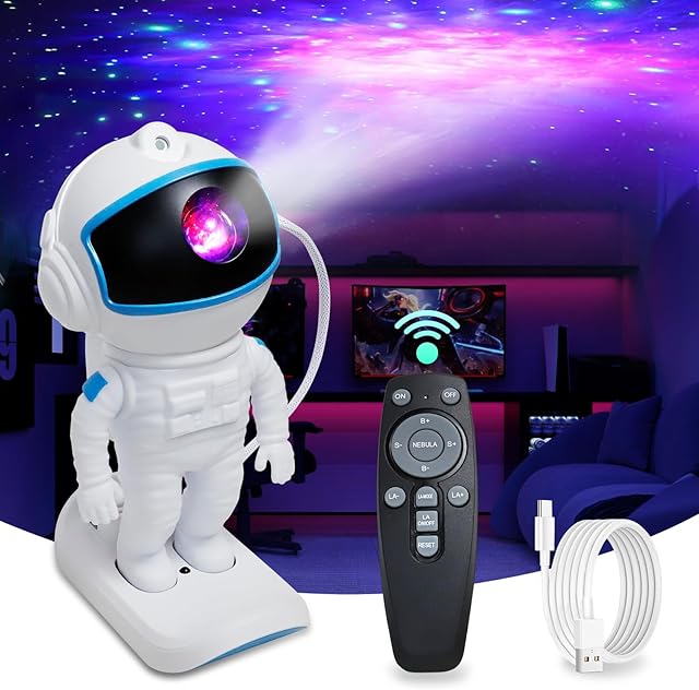 Astronaut Galaxy Projector Starry Sky Night Light with Nebula, Starry Galaxy Projector 360° Adjustable with Remote, Suitable for Children and Adults Bedroom/Birthday/Party/Decoration