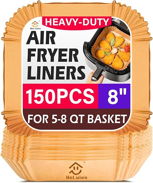 150pcs Air Fryer Liners, 8.7" Square Parchment Disposable Paper Liner for Air Fryer, Baking, Roasting and Microwave, Non-Stick liner Accessories