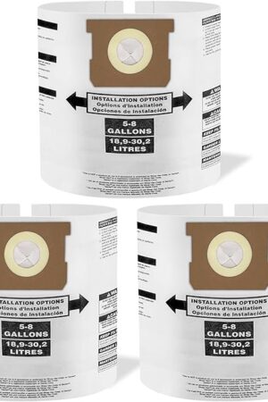 3 pack 90661 Vacuum bag Compatible for Shop Vac bags 5-8 Gallon,Type E 90661 9066100 9066133,Type H 90671 9067100 9067133 VF2004,Disposable Collection Filter bags