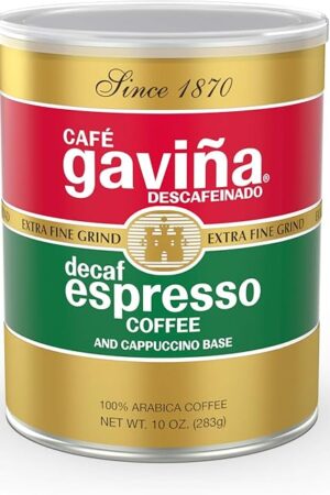 Café Gaviña Decaf Espresso Roast Extra Fine Ground Coffee: 100% Arabica, Dark Roast, Spicy, dark Chocolate Notes - Perfect for Espresso Machines and Cold Brew - 10 oz Can