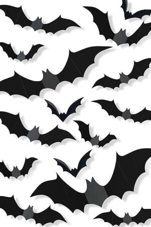 120 Pcs Halloween Decorations 3D Bats Decor, 4 Sizes Scary Halloween Decor Indoor Bat Stickers Decorations for Bedroom Bathroom Door Wall Party Decoration