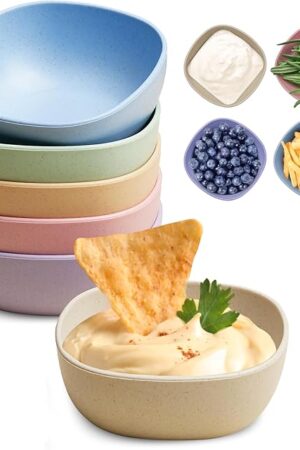 6 Pack Wheat Straw Soy Sauce Dishes, 4.5 OZ Small Dessert Bowls, Unbreakable Dipping Bowl, Pinch Bowls Set, Dipping Sauce Cups, Mini Prep Bowls, Dip Bowls for Side Dish, Ketchup, Soy, BBQ