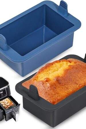 Webake Silicone Air Fryer Bread Loaf Pan for Baking, Nonstick Mini Loaf Pan wih Handle, BPA Free Set of 2