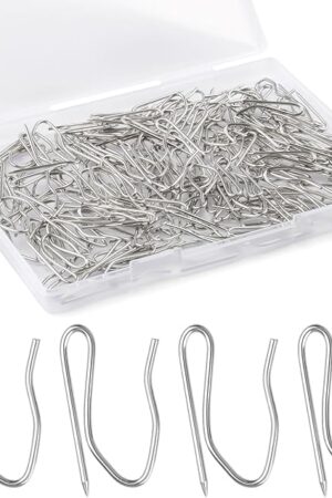 140 PCS Metal Curtain Hooks for Drapes, 1.2 in Rustproof Drapery Pins for Pinch Pleat Curtain, S-Shaped Pin-On Hook for Window, Door, Shower, RV Curtains