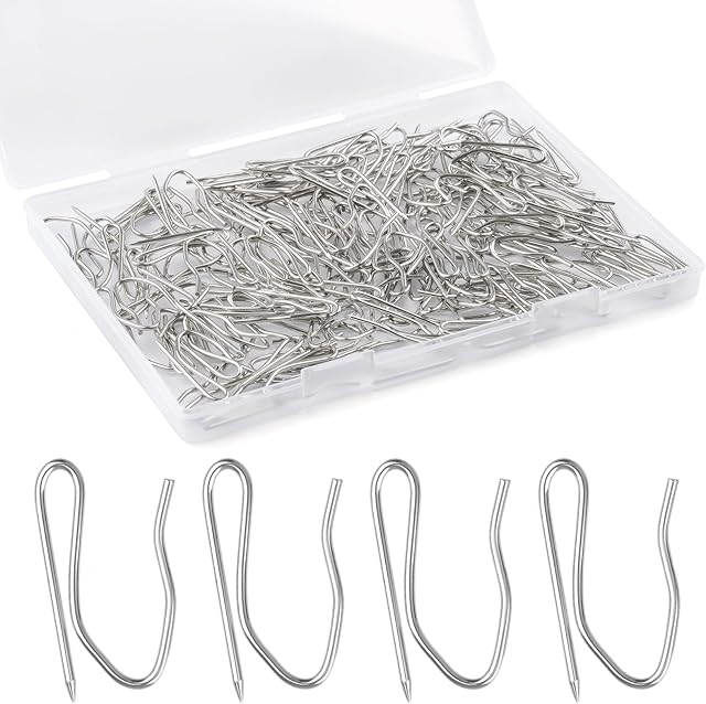 140 PCS Metal Curtain Hooks for Drapes, 1.2 in Rustproof Drapery Pins for Pinch Pleat Curtain, S-Shaped Pin-On Hook for Window, Door, Shower, RV Curtains
