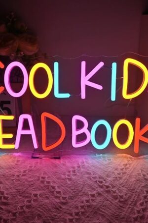 Cool Kids Read Books Neon Sign Reading Corner for Kids Neon Signs for Wall Decor LED Light Library Classroom Book Club Christmas Gift for Teens(5V2A)