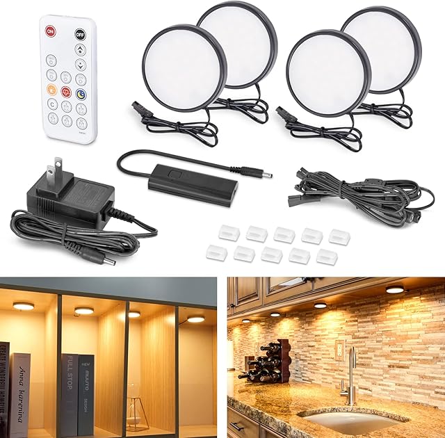 WOBANE LED Under Cabinet Lights Puck Lights 9W 2700K Warm White Ultra Thin