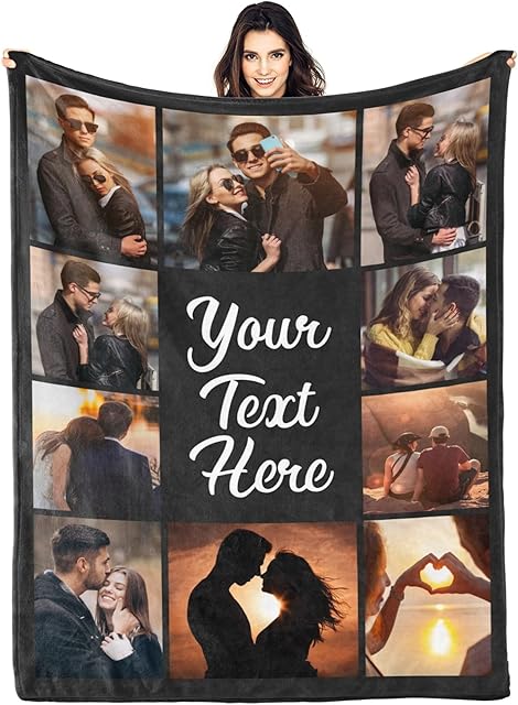 Custom Blanket with Photos Personalized Blankets Customized Blankets and Thows Customizable Blanket Picture Blankets Customize for Valentines Day Gifts Birthday for Her Him Girlfriend Boyfriend Wife