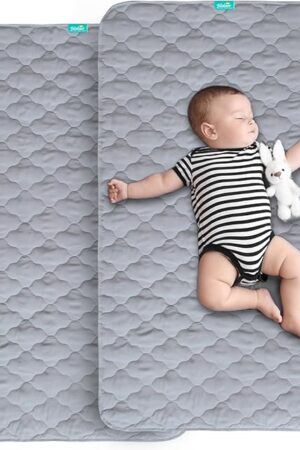 Waterproof Crib Mattress Protector Pad Cover 2 Pack 28" x 52", Anti Slip & Absorbent Waterproof Bed Pads for Standard Crib/Toddler Bed Quilted Machine Washable (Quilted Improved Thickness) Grey
