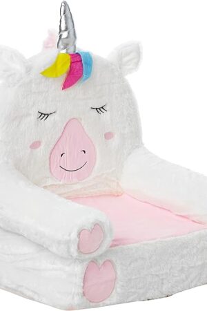 Amazon Basics Children's Plush Toddler Chair, Unicorn, Medium, Multicolor