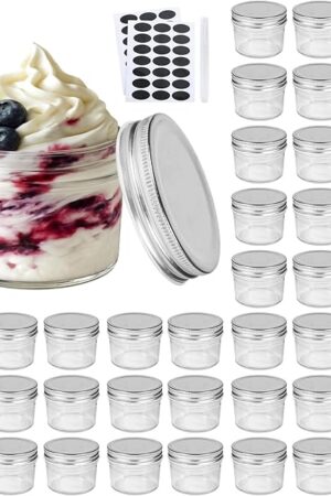 Accguan 4oz Glass Jars With Lids(Silver),Mason Jars,Ideal For Honey,Jam,Wedding Favor,DIY Magnetic Mini Spice Jars For Kitchen,Set of 40