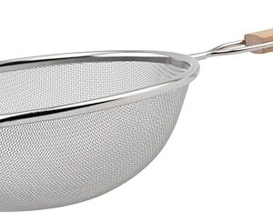 Winco Strainer with Single Fine Mesh, 8-Inch Diameter, Medium, Stainless Steel, Tan,Silver
