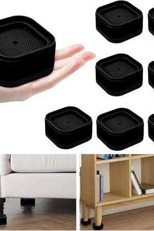 8 Pack Furniture Risers, Adjustable Bed Risers Heavy Duty Stackable Bed Raisers for Table Desk Couch Chair Sofa Cabinet Bed Legs Lift Height 1" (8, Black-2)