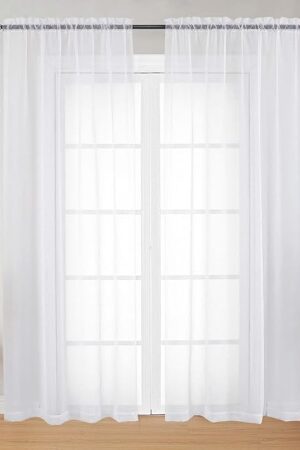 White Sheer Curtains 84 Inches Long 2 Panels Set for Bedroom Living Room, Soft Airy Light Filtering Modern Solid Rod Pocket Drapes Window Treatments, White, Each 42" W x 84" L