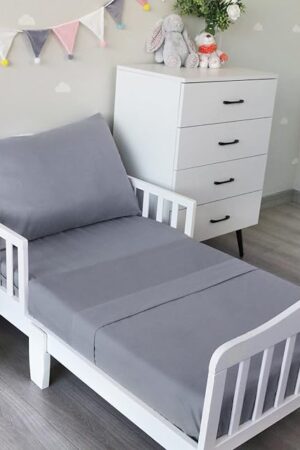 Biloban 3-Piece Toddler Sheet Set Microfiber Grey