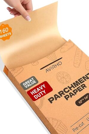 160 Pcs Unbleached Parchment Paper Sheets, 12x16 Inch Precut Baking Paper for Baking Sheet, Non-Stick Parchment Paper for Baking, Oven, Air Fryer, Grilling, Steaming, Cookies, Bread, Cake