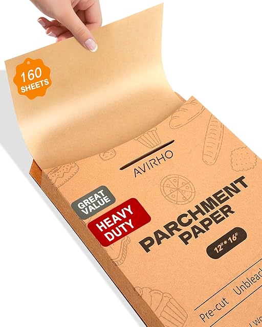 160 Pcs Unbleached Parchment Paper Sheets, 12x16 Inch Precut Baking Paper for Baking Sheet, Non-Stick Parchment Paper for Baking, Oven, Air Fryer, Grilling, Steaming, Cookies, Bread, Cake