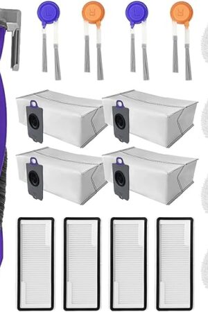17 Pack Accessories Kits Replacement Parts for Narwal Freo Z10 Ultra/Freo Z10 Robot Vacuum Cleaner, 1 Main Brush, 4 Hepa Filters, 4 Wipe Cloths, 4 Dust Bags, 4 Side Brushes