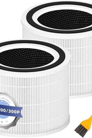 Core 300 Replacement Filter for LEVOIT Core 300-P Air Purifier, 3-in-1 H13 True HEPA Replacement Filter,Activated Carbon Filtration System，2 Pack