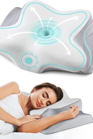 Cervical Neck Pillow for Pain Relief - Cooling Side Sleeper Pillow for Sleeping, Ergonomic Memory Foam Pillows for Neck Support, Contour Orthopedic Bed Pillow for Back Stomach Sleepers