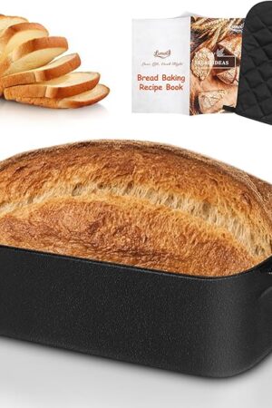 9.5ร5 Inch Cast Iron Loaf Pan - Pre-Seasoned Sourdough Bread Baking Pan, Even Heat Distribution for Homemade Bread