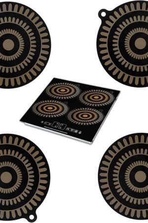 4 pcs Thermochromic Silicone Induction Cooktop Protect Mat, Silicone mat for Induction Cooktop,Induction Cooktop Protective Cover (9.5inches)
