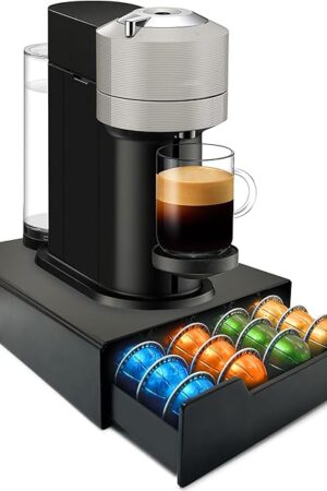 Coffee Vertuo Pod Drawer for Nespresso Pod Holder, Large Capacity Hold Up 36 to 40 Vertuo Capsules, Coffee Pod Holder Compatible with Dolce Gusto, K-Cup Pods for Kitchen & Coffee Bar
