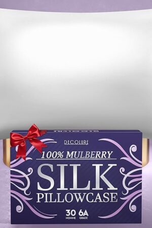 DECOLURE 100% Pure Mulberry Silk Pillow Case Standard Size – Highest Grade 30 Momme 6A+, Luxuriously Soft & Cooling Silk Pillowcase for Hair & Skin, Hypoallergenic, Breathable, Hidden Zipper (White)