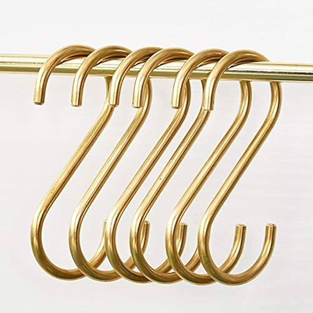 Brass 6 Pieces Gold S Shaped Hooks