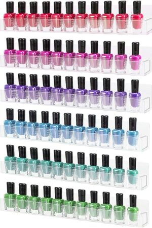 Clear Acrylic Nail Polish Rack Wall Mounted 15Inch 6 Packs