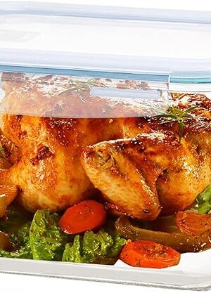 11 Cups / 88oz/ 2600 ML Large Glass Food Storage Containers with Lids, Leakproof Large Meal Prep Container for Soup Leftover Rotisserie Chicken Baking - Microwave Oven Safe