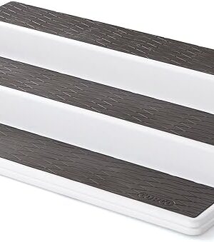 Copco 3-Tier Non-Skid Spice Rack Organizer for Kitchen Cabinet or Pantry, 15-Inch Tiered Shelf, White/Gray, Slip-Resistant Design for Jars and Bottles