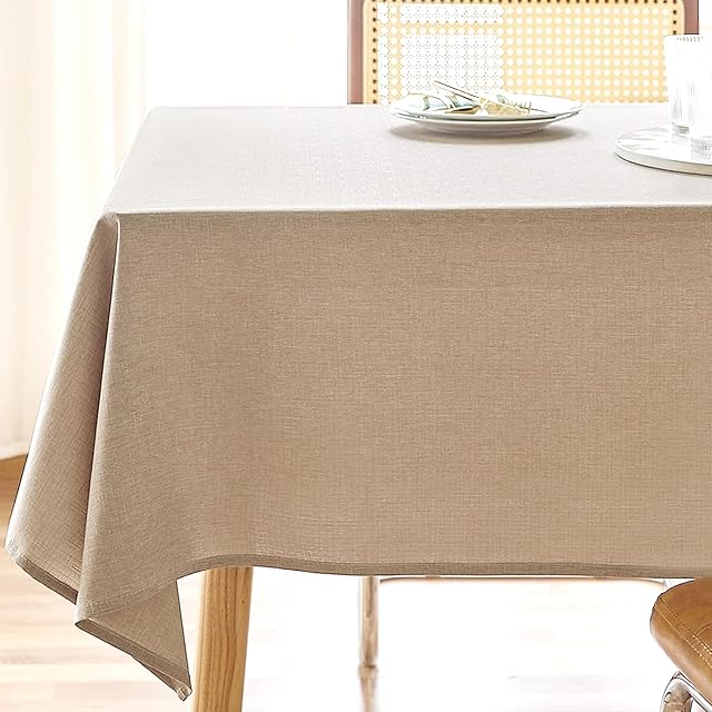 AUSSPVOCT Textured Polyester Tablecloth Rectangle 52x70 Waterproof Spill-Proof Wipeable Table Cloth Wrinkle Free Dining Table Cover for Birthday Farmhouse Spring Tablecloths Up to 36‘'X54''