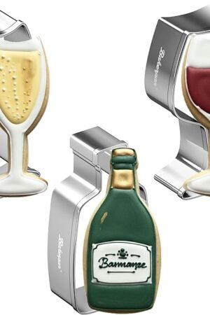 Bakerpan Stainless Steel Wine Glass Cookie Cutter, Wine Bottle Cutter, Wine Cookie Cutter Set