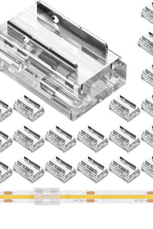 20 Pack 8-in-1 LED Strip Connectors, for 8mm 2-Pin COB/SMD 2835/3528 LED Strips – Straight, Corner, Strip-to-Strip & Strip-to-Wire