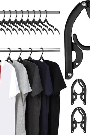 10 Pcs Travel Hangers, Cruise Ship Essentials Travel Essentials, Portable Cruises Must Haves 2025, Folding Hangers for Suitcase, RV Camping Airplane Europe Vacation Essential, Black