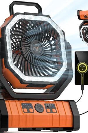 Camping Fan Battery Powered Fan with LED Lantern Remote Control