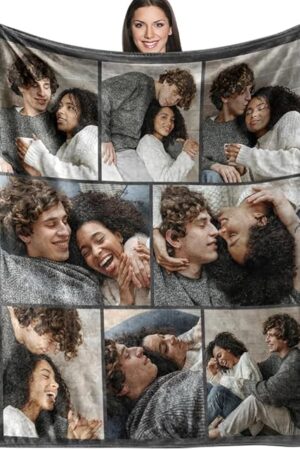 Custom Blanket Personalized Blankets Customized Fleece Photo Blanket for Boyfriend Girlfriend